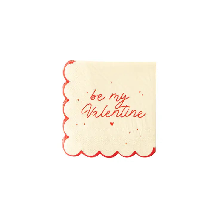 Be My Valentine Scallop Cocktail Napkin