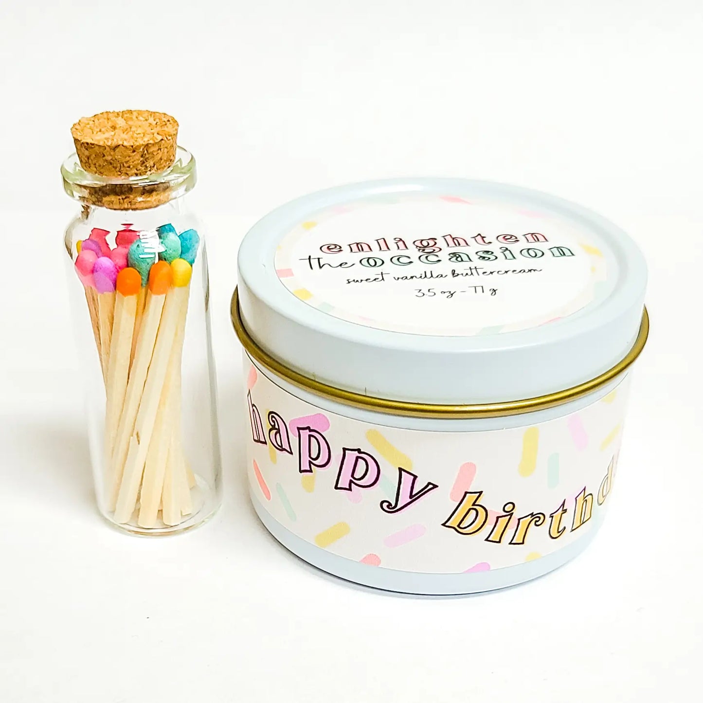 Happy Birthday Cake Scented Candle and Matches Set