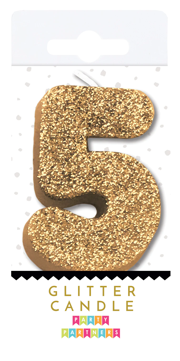 Gold Glitter Number Candle
