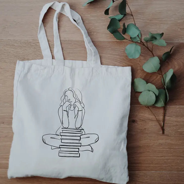 Reader Bookstack Canvas Tote