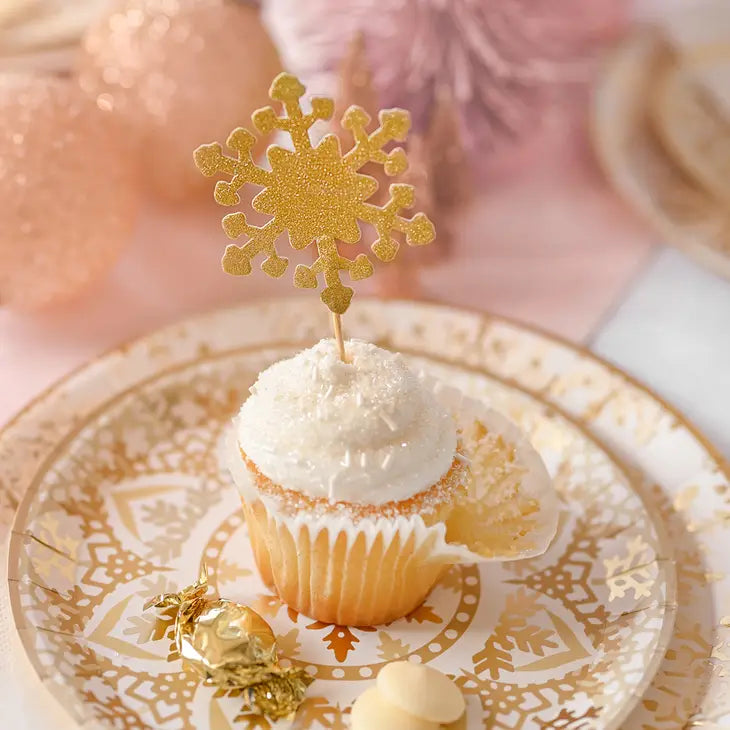 Golden Snowflake Small Paper Party Plates