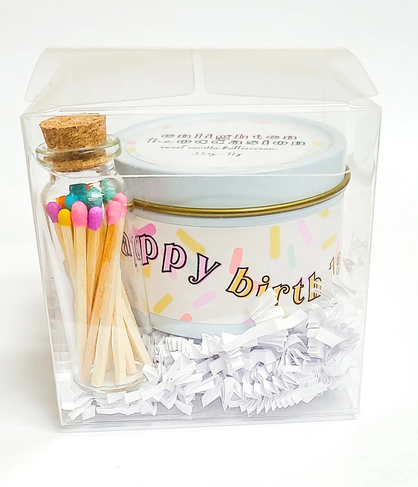 Happy Birthday Cake Scented Candle and Matches Set