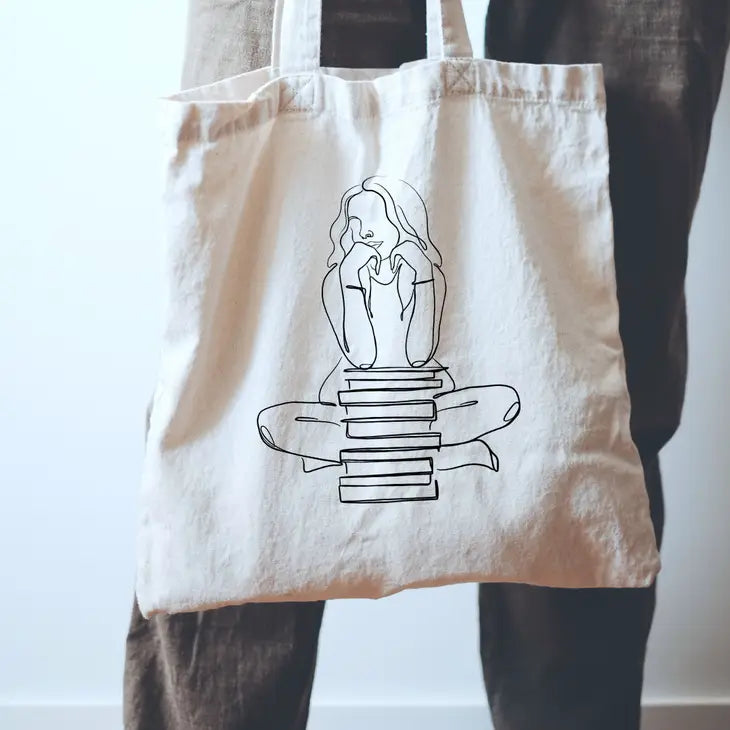 Reader Bookstack Canvas Tote