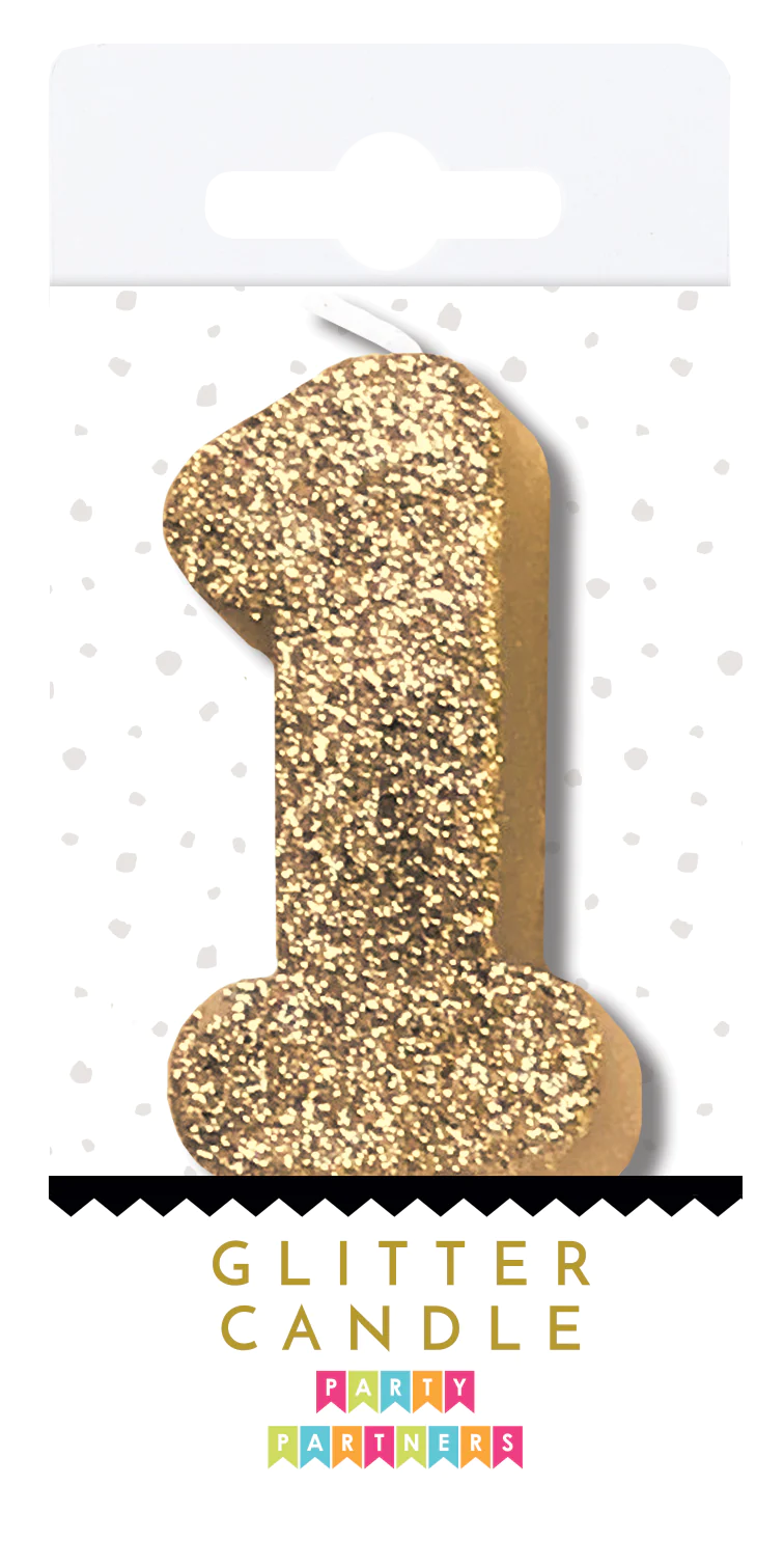 Gold Glitter Number Candle