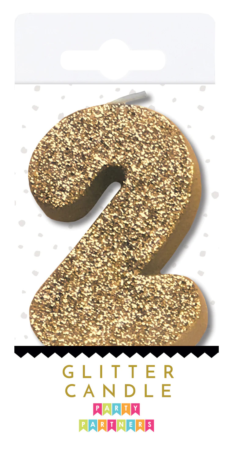 Gold Glitter Number Candle
