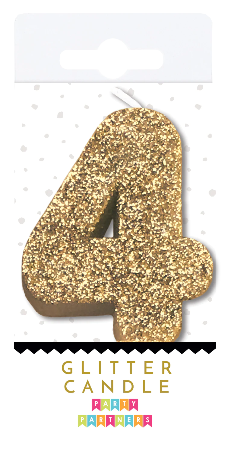 Gold Glitter Number Candle