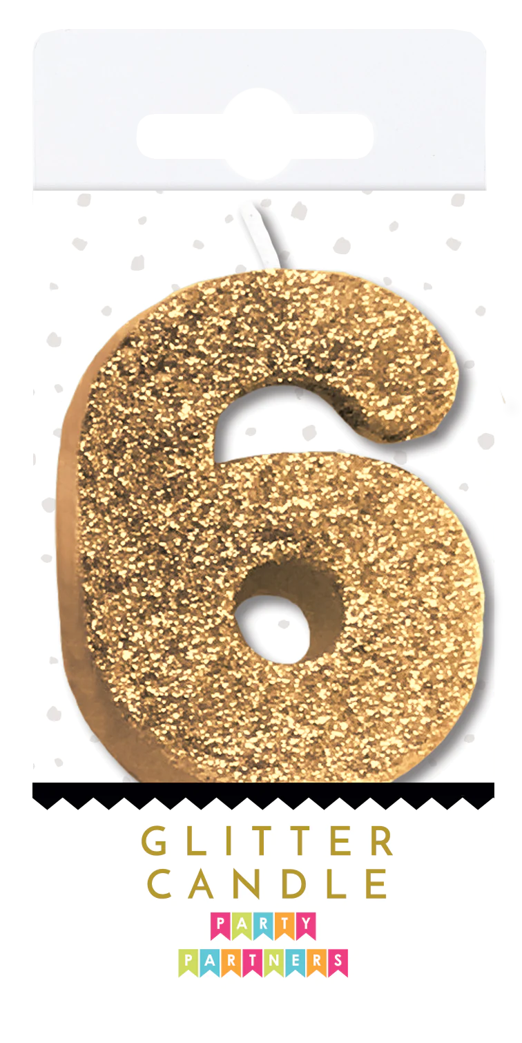 Gold Glitter Number Candle