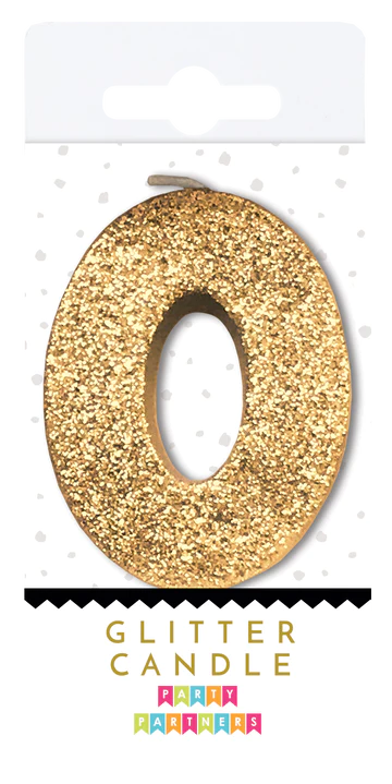 Gold Glitter Number Candle