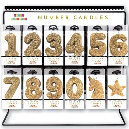 Gold Glitter Number Candle